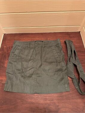 Liverpool Olive Green Utility Mini Skirt with Waist Tie